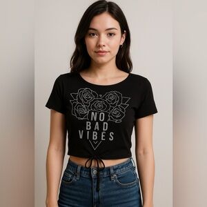 No Bad Vibes Black Graphic Tee